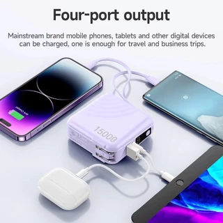 พาวเวอร์แบงก์ แบตสำรอง HOCO A6 Power Bank 15000mAh PD20W+22.5W ชาร์จเร็ว Fast Charging พร้อมสายชาร์จในตัว