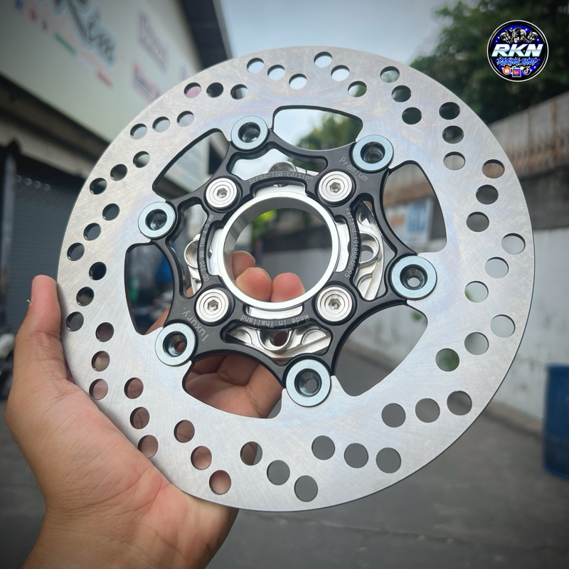 จานเบรคแต่งLAXURY 220MM.พร้อมสเปเซอร์ ตรงรุ่นใส่WAVE125R/S/บังลม (W110i/ปลาวาฬ/NOUVO/MSX/FINO/PCX2015ไม่ต้องใส่สเปเซอร์
