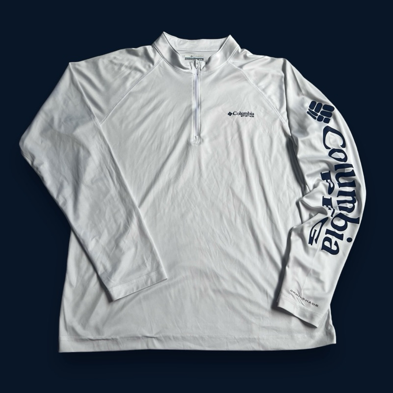 เสื้อเดินป่าตกปลาผ้ากีฬาคอซิปแขนยาว กันแดดกันยูวี COLUMBIA PFG มือสอง