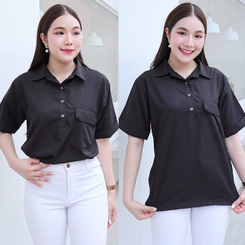 เสื้อเชิ้ตผญ เสื้อเชิ้ตคอปก แขน นุ่ม พริ้ว ใส่สบาย ❤️รูปสินค้าจริง❤️เชิ้ตมินิมอล