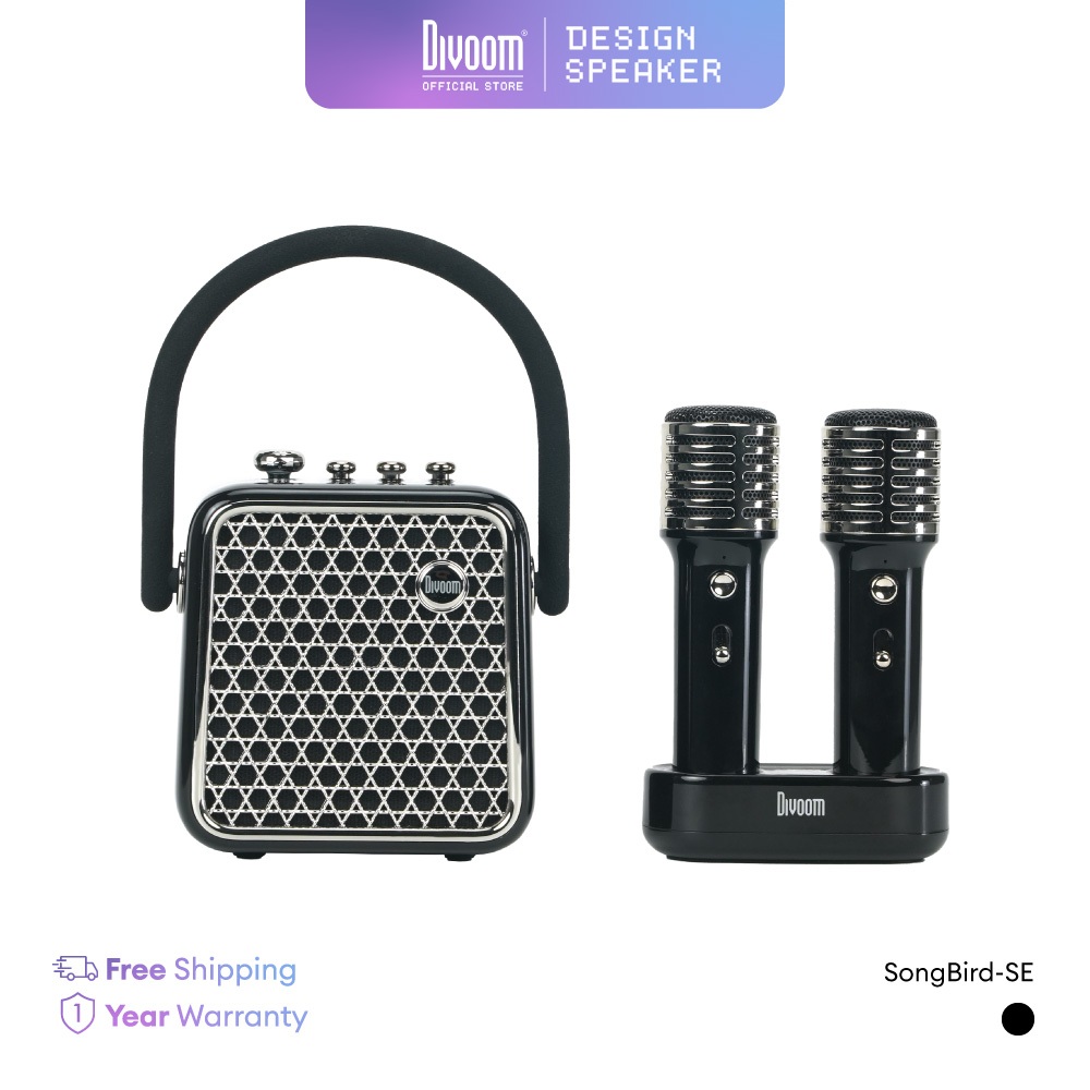 ลำโพงและไมค์พกพา Divoom SongBird-SE - Black / Purple / Yellow