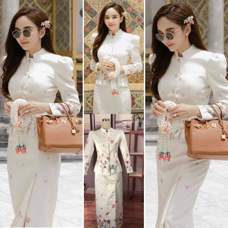 ✅พร้อมส่ง S-4XL✅ ป้ายคุณภาพ ชุดไทยจิตรลดา ชุดทำบุญแบบแม่เป้ย สีขาวมุก ผ้าดีมาก ตัดเย็บอย่างดี งานสวย