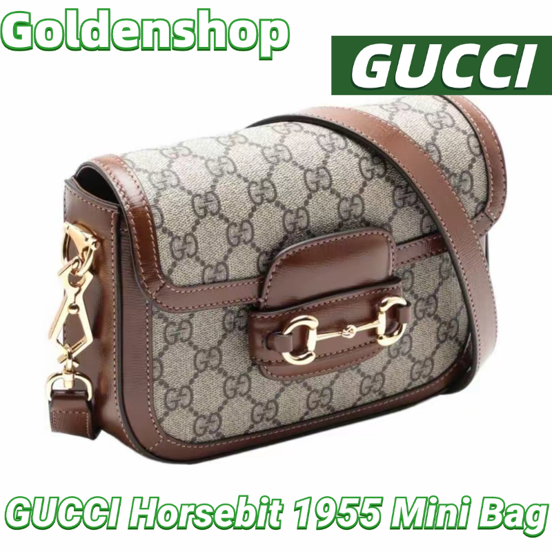 🍒กุชชี่ Gucci Horsebit 1955 Mini Bag With Shoulder Strap กระเป๋าสะพายเดี่ยว🍒กระเป๋าสะพาย Gucci จริง สินค้าขายร้อน