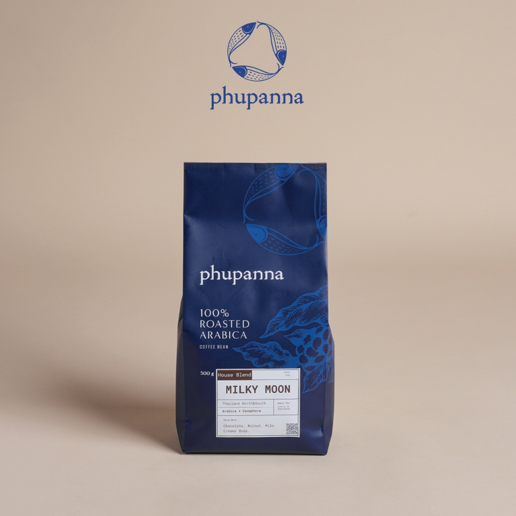 เมล็ดกาแฟคั่วเข้ม 𝐇𝐨𝐮𝐬𝐞 𝐁𝐥𝐞𝐧𝐝 สูตร Moonless (Dark Roast) ขนาด 500 G