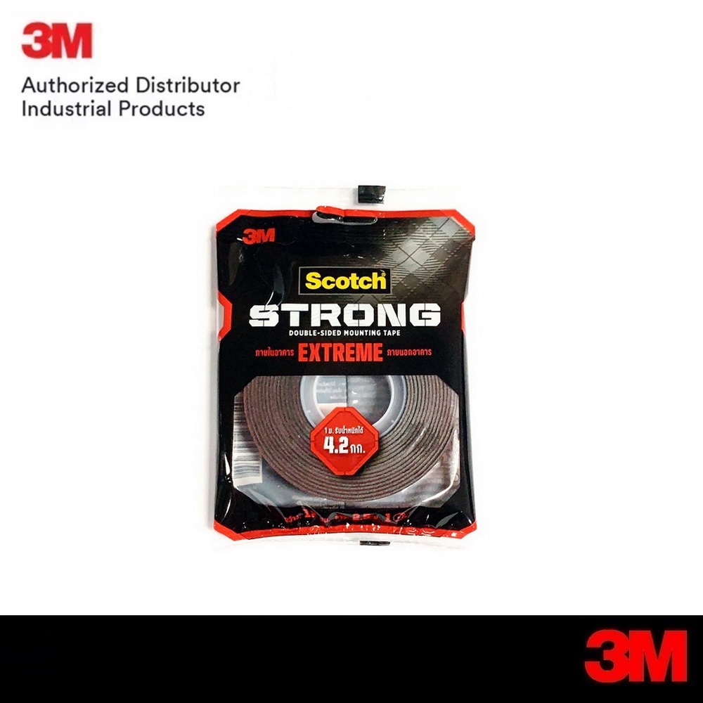 strong 3M Scotch สก๊อต เทป 2 หน้า เทปโฟมแรงยึดติดสูง EXTREME 3M สำหรับตกแต่ง 12mm x 2.5m รับได้ 4.2 กก.