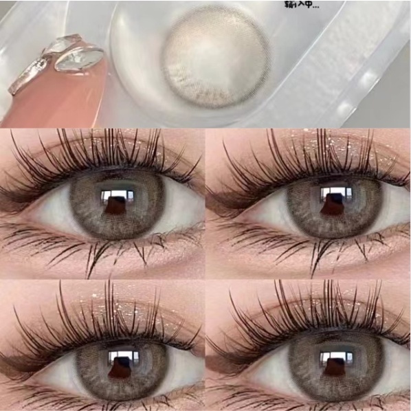 【2คู่ลด10%】ส่งฟรี【ปกติ(0.00)-600°】UYAAI 1 คู่ สีคอนแทคเลนส์ mini brown 14.0 มม. ดวงตา Poet brown / gray