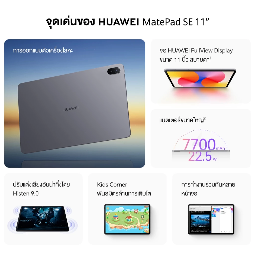 [6.30 | โค้ดลด 25%] HUAWEI MatePad SE 11" | แท็บเล็ต |  จอแสดงผล FullView สบายตา 11 นิ้ว thumbnail 3