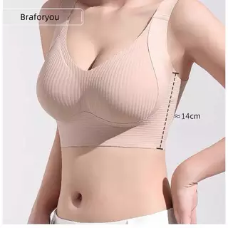 Bra Foryou ชุดชั้นในไร้โครงเนื้อผ้าไนล่อน สายใหญ่ (106) ตะขอหลังใหญ๋ สำหรับผู้หญิง Women