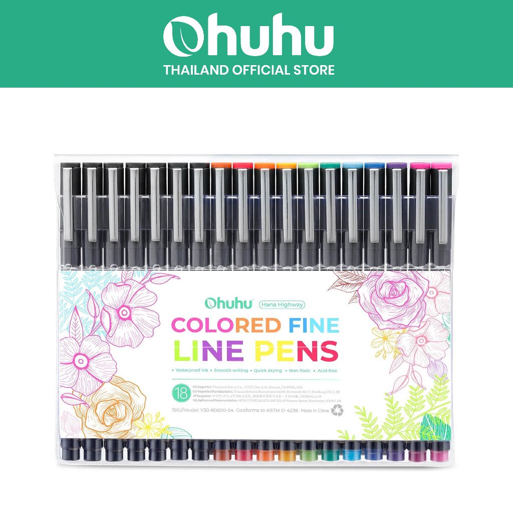 FOLIO ART : ปากกาวาดเส้นหัวเข็ม Ohuhu เซต Colored Fineliner Drawing Pens 18 รหัส 90208