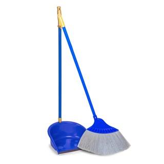 [1045] ไม้กวาดสีเงินพร้อมที่โกยผง SUPERCAT ขนลอน กวาดพื้นแห้…