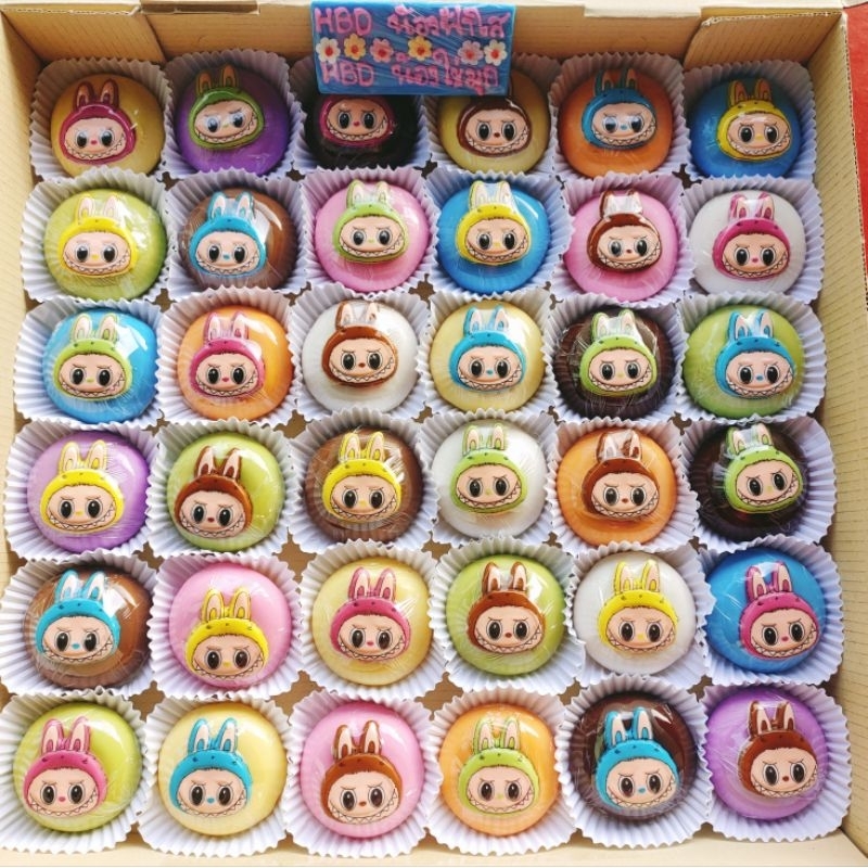 โดนัทแฟนซีลาบูบู้ โดนัทการ์ตูนลาบูบู้ โดนัทจิ๋วลาบูบู้ แพค40ชิ้น