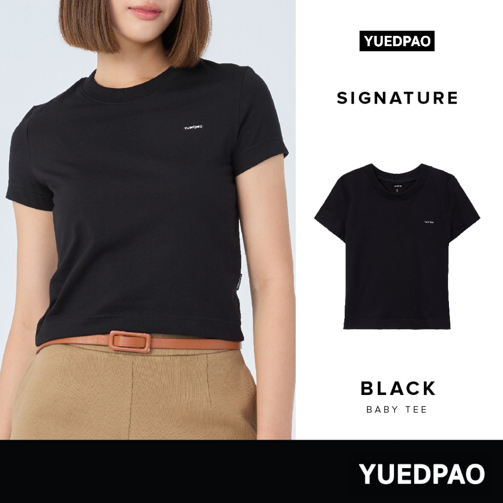 Yuedpao Signature Baby Tee Summer ผ้าหนาทรงสวย ยับยากรีดง่าย เสื้อยืดเปล่า สี Black