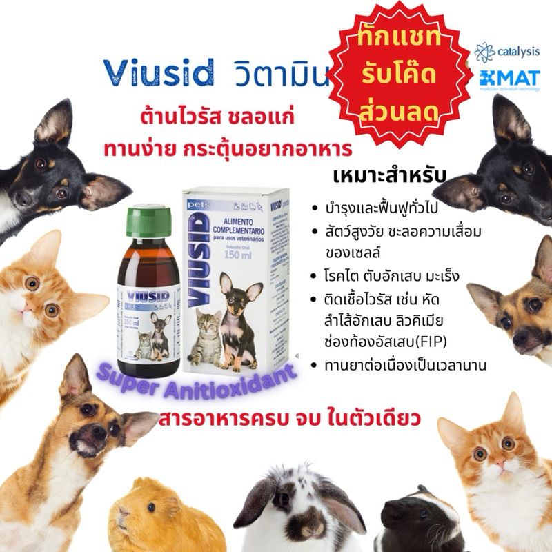 ของแท้ ส่งฟรี ทักแชทรับส่วนลด Viusid pets ไวยูซิด วิตามินบำรุงตับ ไต เสริมภูมิคุ้มกัน ต้านอนุมูลอิสร