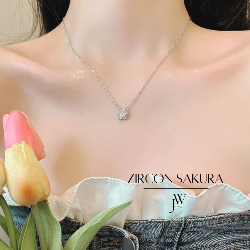 OUTLETS ล้างสต็อกจากโรงงานตรง สร้อยคอ Zircon Sakura สร้อยคอซากุระ สไตล์ใหม่ สร้อยแฟชั่น Valentine