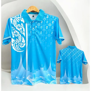 SK-SPORT🔺เสื้อวันแม่ 🪷 คอโปโล สีฟ้าพาสเทลพิมพ์ลายดอกมะลิ