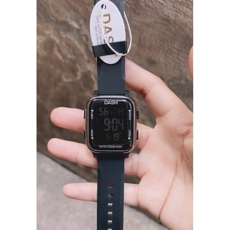 Dash นาฬิกาดิจิตอล สำหรับผู้ชายผู้หญิง แฟชั่นทรงเหลี่ยม จับเวลาได้ ตั้งปลุกได้ มีไฟ