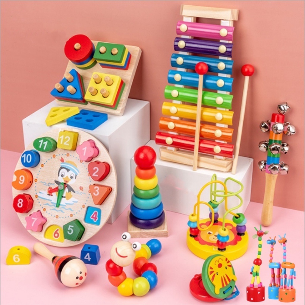 รวมของเล่นเสริมพัฒนาการ กระดานจิ๊กซอร์ ตัวเลข ตัวอักษร ระนาด เจดีย์ไม้ TOY