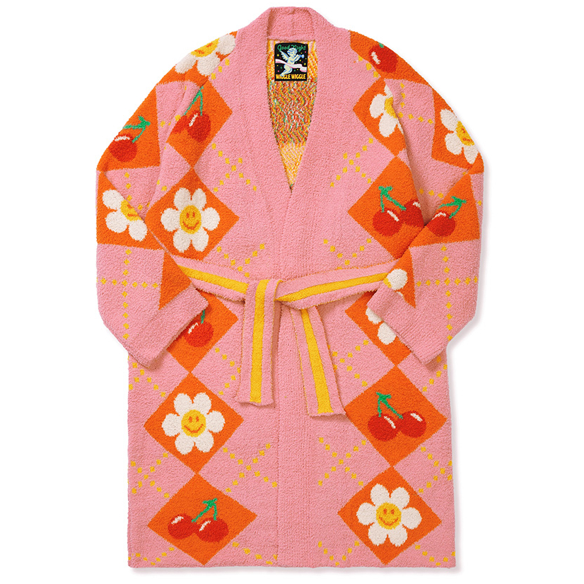 WIGGLE WIGGLE Lounge Robe - Smile Cherry Argyle