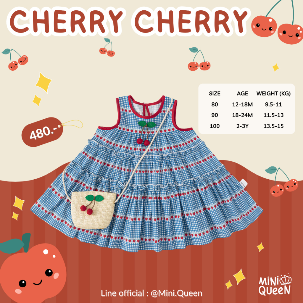 ชุดเดรสเด็กผู้หญิง MiniQueen รุ่น Cherry Cherry (DRS00060)