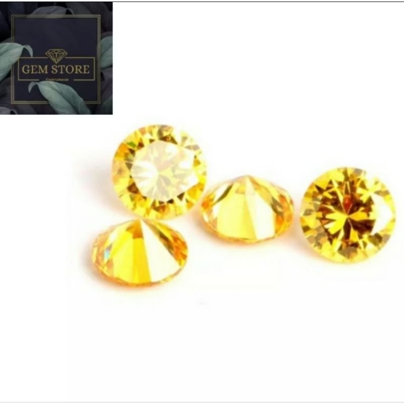 ร้านขายพลอย!!เพชรรัสเซียกลม สี เหลือง yellow CZ RD Size 1.00- 5.00mm เกรดสวยเลี่ยมเพชร  cubic zirconia size 1.0mm-5.00mm