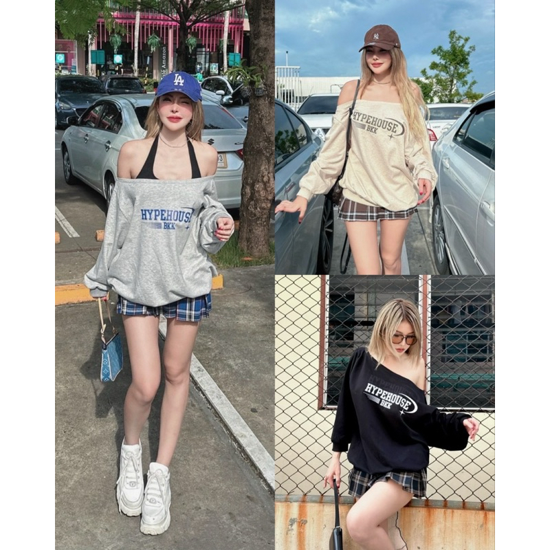 ( ลดเพิ่ม 100.- กรอกโค้ด "HYPDEC") HH686 Madison Off-Shoulder Sweater(790.-)
