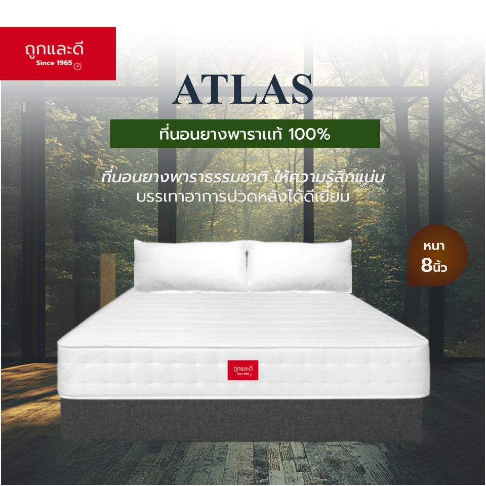 หลับสบายด้วย  Took Lae Dee ที่นอนยางพาราแท้ รุ่น ATLAS ความหนา 8 นิ้ว สัมผัสแน่น ลดอาการปวดหลัง  ไม่ยุบตัวเป็นแอ่ง ราคาถูก