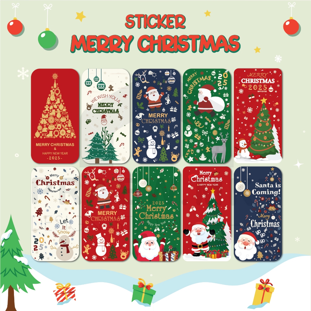 (อัพเดทใหม่2025)🎅🏻Sticker Merry Christmas  CM.V1🎄🎊ลายน่ารักไม่ซ้ำ สำหรับตกแต่ง ติดกล่องของขวัญ