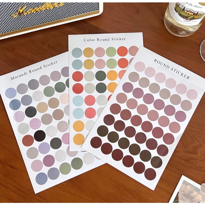 สติ๊กเกอร์ Color Round กระดาษเคลือบกันน้ำ (ระดับแช่ตู้เย็น) ขนาด 2 ซม. 48 ดวง/แผ่น แพ็ค 10 แผ่น (480 ดวง)