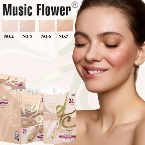 รองพื้น Music flower foundation (แบบซอง) spf 25 เนื้อแน่น สีสวย ติดทน รองพื้นกันน้ำ แห้งไว ไม่เป็นคราบ NO.M6077