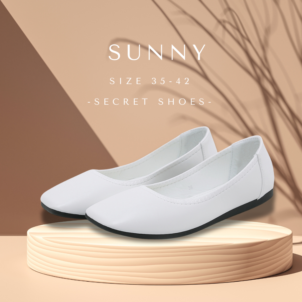 Sunny รองเท้าคัทชูหัวตัด ไม่บีบรัดหน้าเท้า ส้นแบน พื้นนิ่ม เดินสบาย มี 4สีให้เลือก