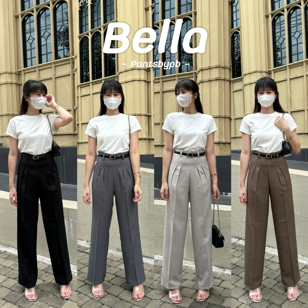 Bella Pants | ทรงกระบอกกลาง เอวสูง (ซิปหลัง) กางเกงพรางหุ่น กางเกงใส่ทำงาน