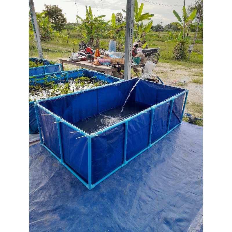 กระชังบกบ่อผ้าใบ PE เคลือบ 2 ด้าน ขนาด กว้าง 80* 1.5 ลึก 60 ซม ราคาพร้อมโครง