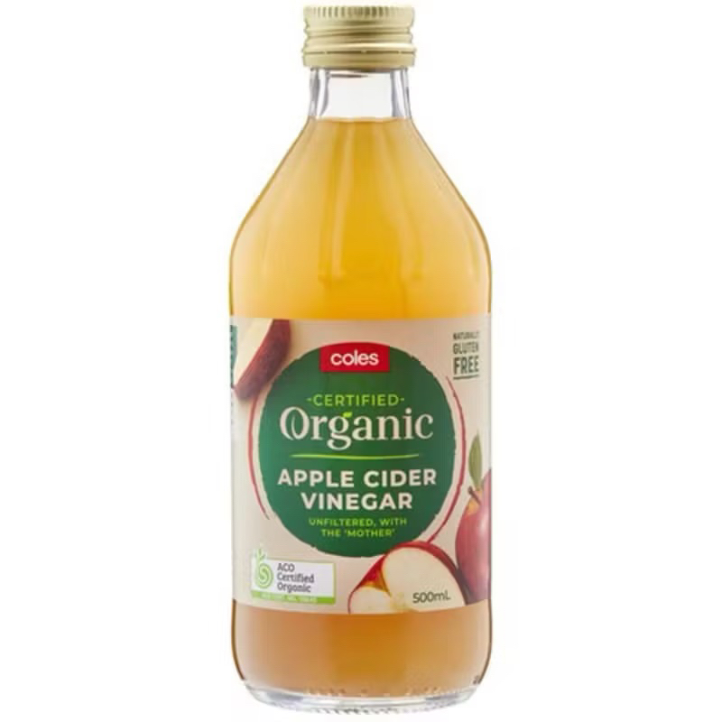 🇦🇺 แท้ จากออสเตรเลีย Coles organic apple cider vinegar 500ml. ขวดแก้ว น้ำแอปเปิ้ลไซเดอร์