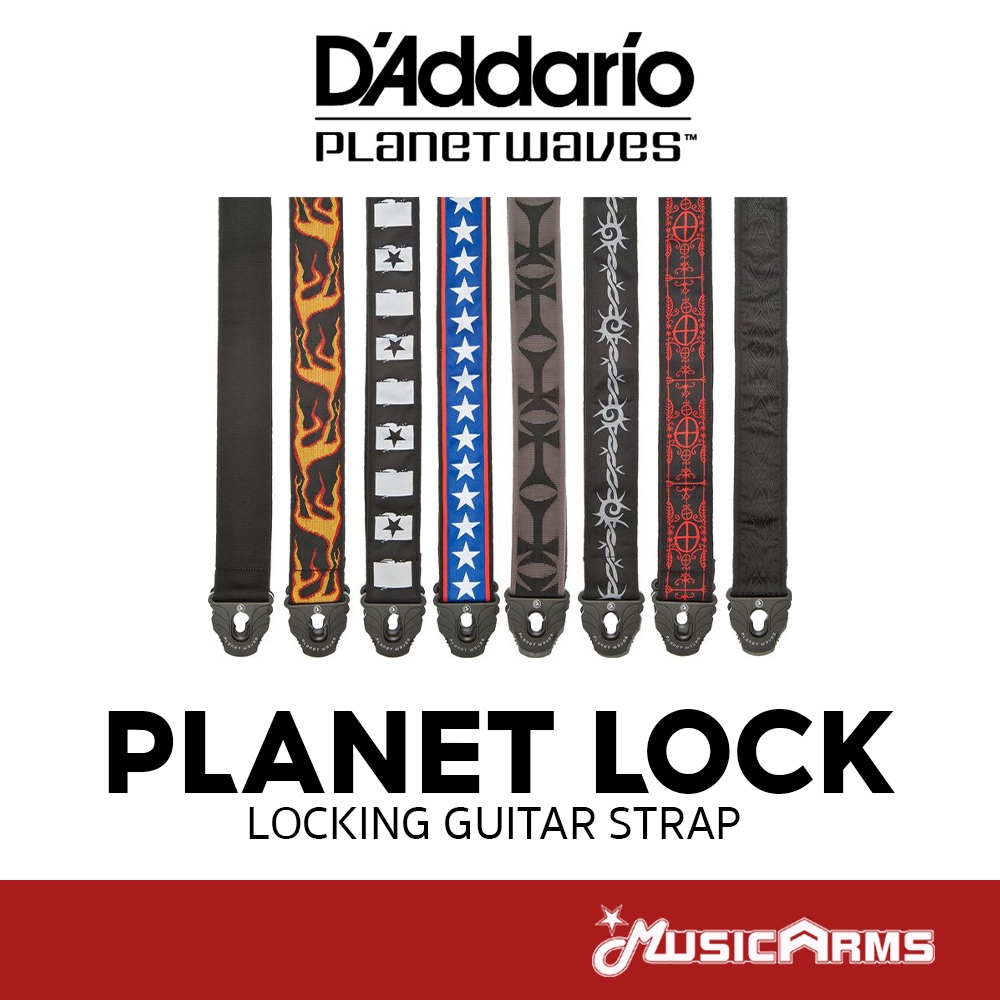 D'Addario Locking Guitar Strap สายสะพายกีตาร์ Planet Lock สายสะพายกีต้าร์ไฟฟ้า