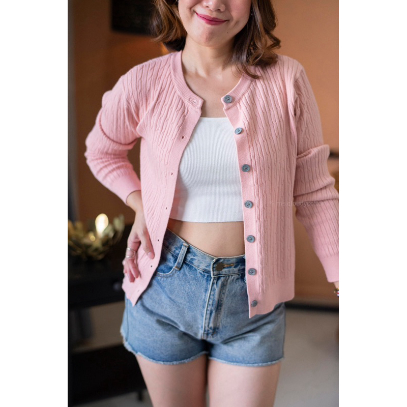 ms.cloudycotton - Rora Cardigan เสื้อคลุมคาร์ดิแกน แขนยาว ลายเปีย ทอแน่น เนื้อนิ่ม ยืดเยอะ