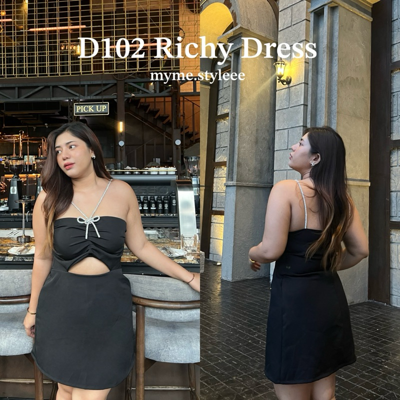 D102 Richy Dress - myme.styleee เดรสไฮโซสายเพรชสาวอวบ
