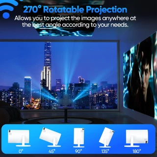 GOOJODOQ HY300 Pro/Pro+/Ultra โปรเจคเตอร ์ แบบพกพา Android 11 270° ฟรีมุมบลูทูธ 5.0