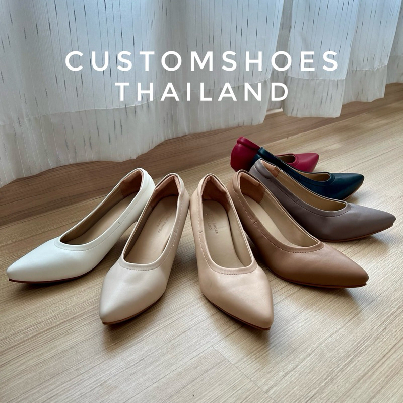 รองเท้าคัทชู สูง2.5นิ้ว พื้นนุ่ม By Customshoes Made In Thailand Handmade100%
