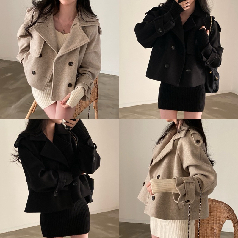 (C219) ~ 𝑁𝑖𝑘𝑘𝑜 𝑊𝑜𝑜𝑙 𝐶𝑜𝑎𝑡 เสื้อโค้ทผ้าวูลทรงสั้น ดีไซน์สวย บุซับใน กันหนาวกันลมได้ดีมาก พร้อมส่ง 2 สี