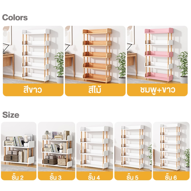 ชั้นวางหนังสือ 180/150/120cm เข้ากับบ้านสไตล์เรียบง่าย ขนาดเล็กประหยัดพื้นที่ ติดตั้งง่าย bookshelf รูปที่ 6