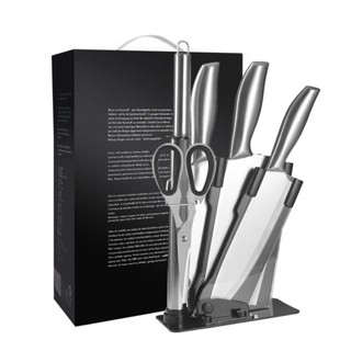 ชุดมีด รวมฐาน พร้อมกรรไกร+ที่ลับมีด และที่เสียบมีด