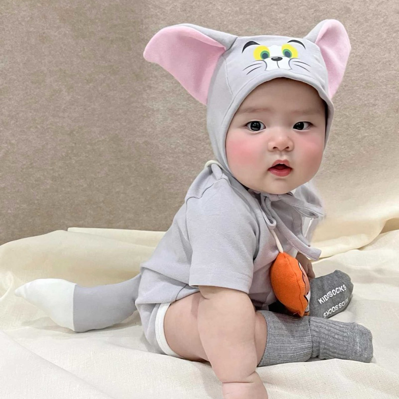Babyculture ชุดแฟนซี เจ้าแมวทอม และเจ้าหนูเจอร์รี่ เซ็ตพร้อมหมวก ไม่รวมถุงเท้า พร้อมส่ง
