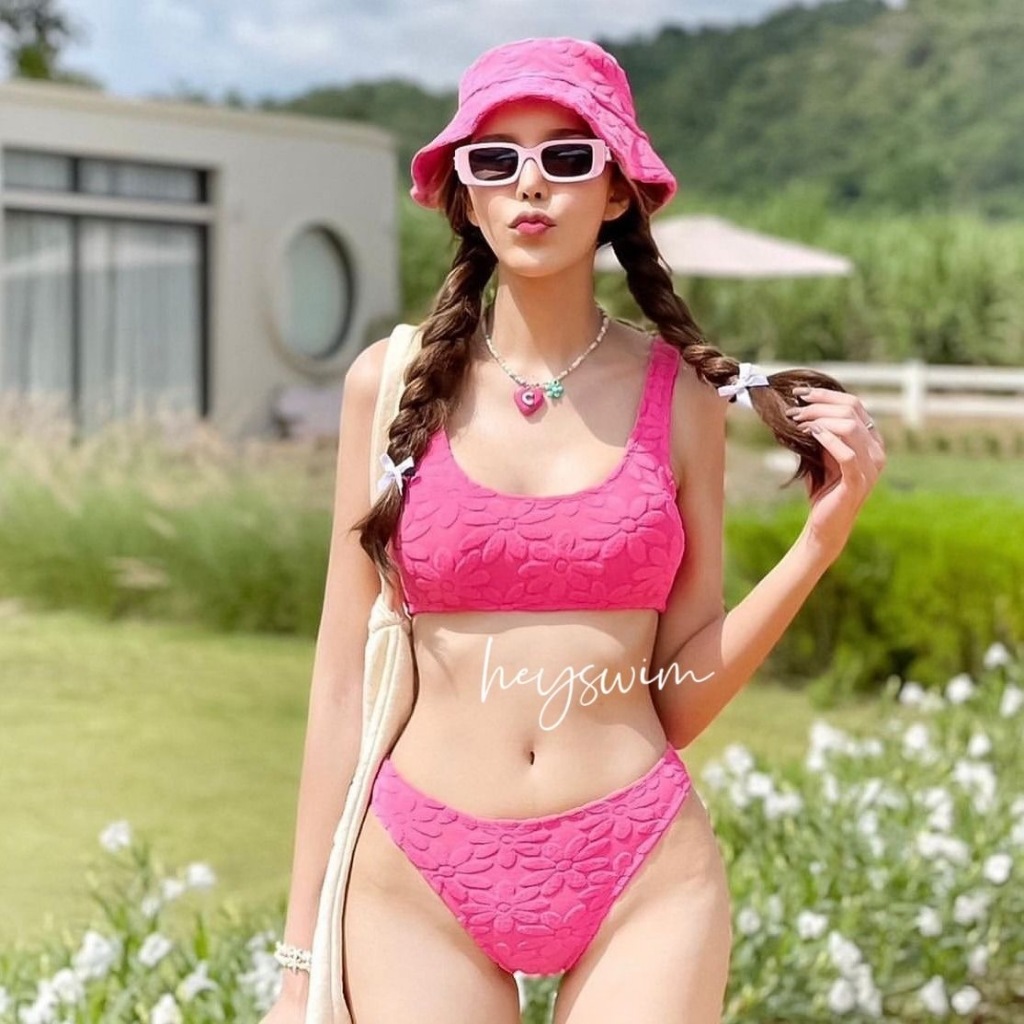 🧡Basic swimsuit💛ชุดบิกินี่ เซ็ต2ชิ้น ส่งไวจากไทย ชุดไปทะเล 4สี #0379