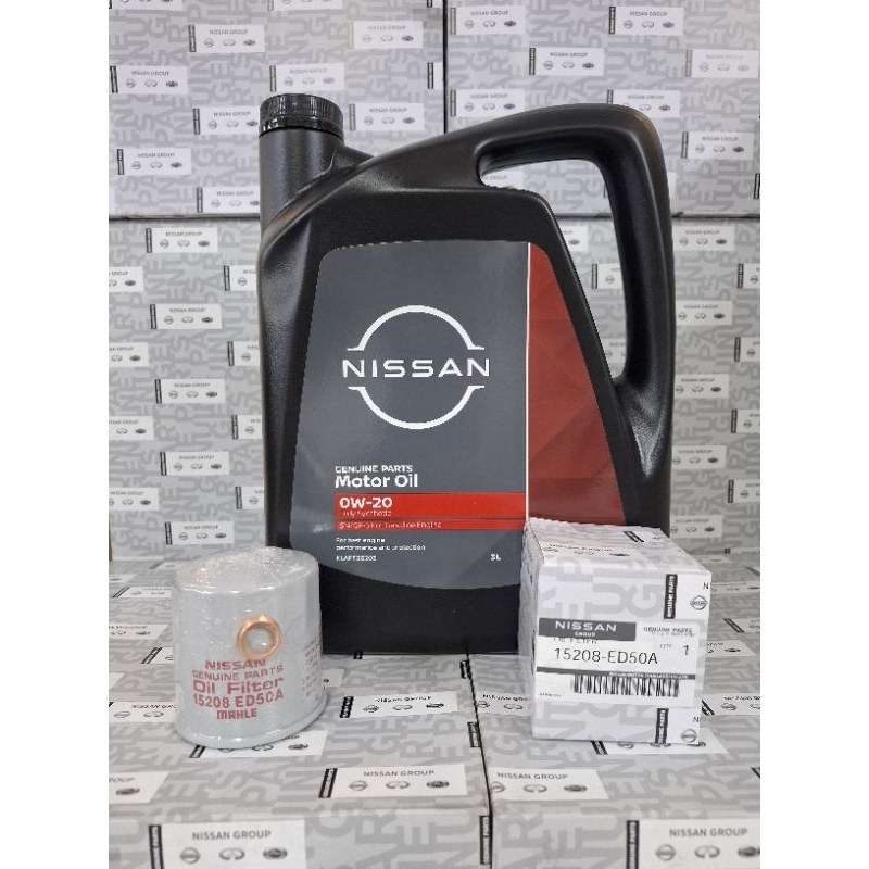 ชุดถ่ายน้ำมันเครื่องพร้อมกรองน้ำมันเครื่องแหวนรองน็อตถ่ายน้ำมัน 0W20 ขนาด 3 ลิตร NISSAN MARCH , NOTE