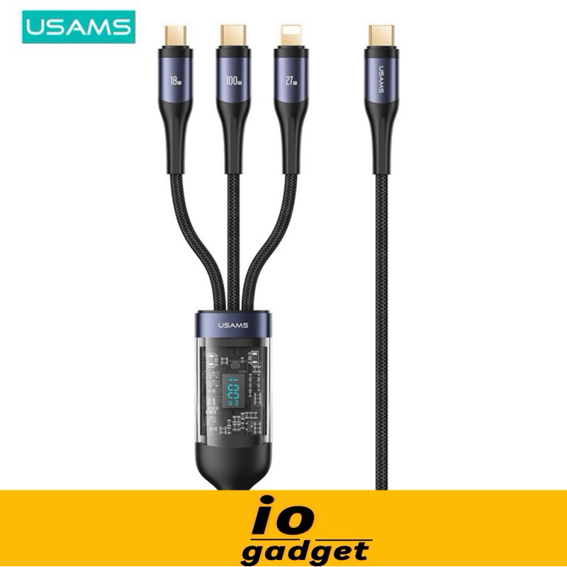 สายชาร์จ PD100W 3 in 1 แท้ สายชาร์จเร็ว Type c มีจอ LED บอกความเร็วขณะชาร์จ
