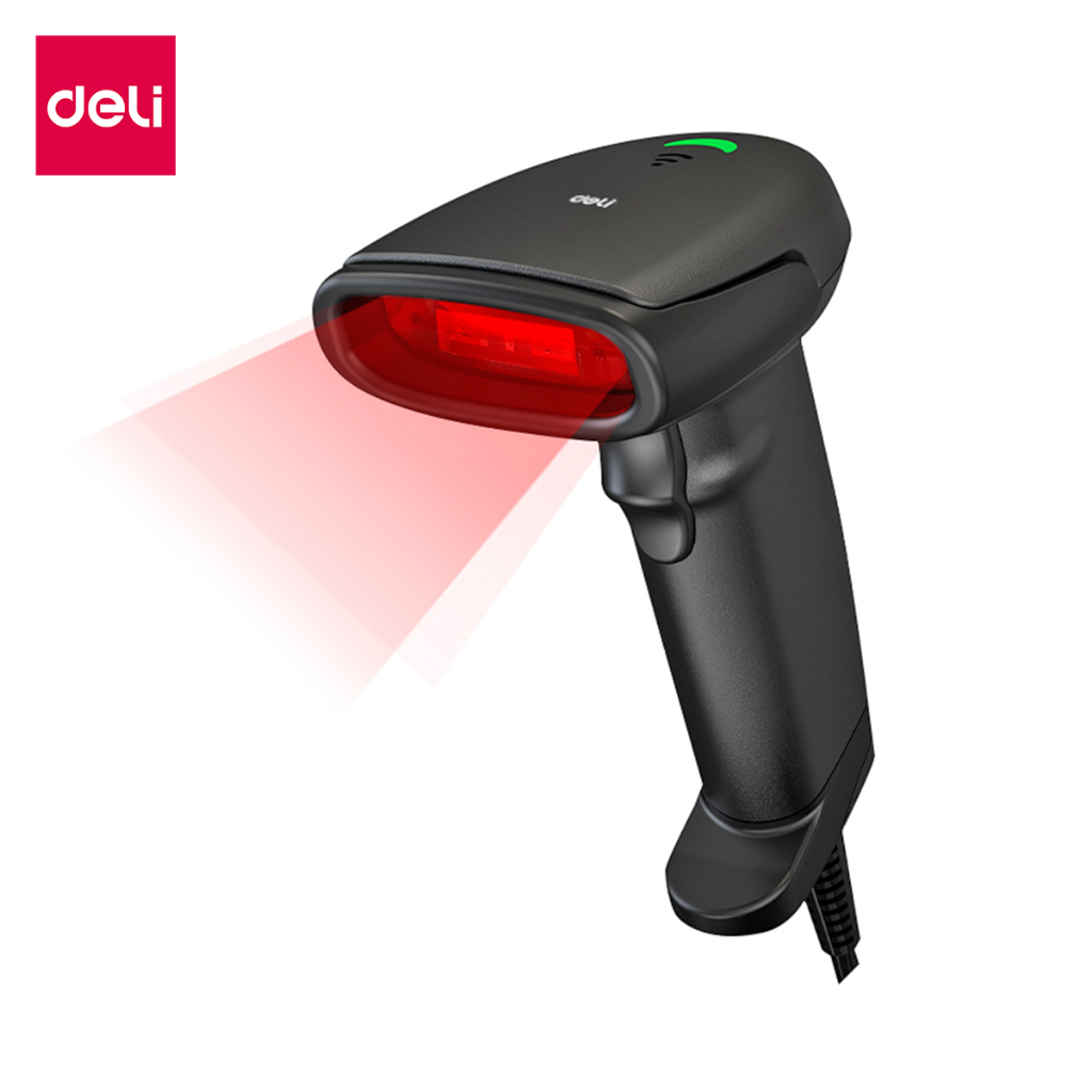 Deli เครื่องสแแกนบาร์โค้ด 1D/2D/QR เครื่องสแกน อ่านบาร์โค้ด อ่านผ่านจอได้ Barcode Scanner