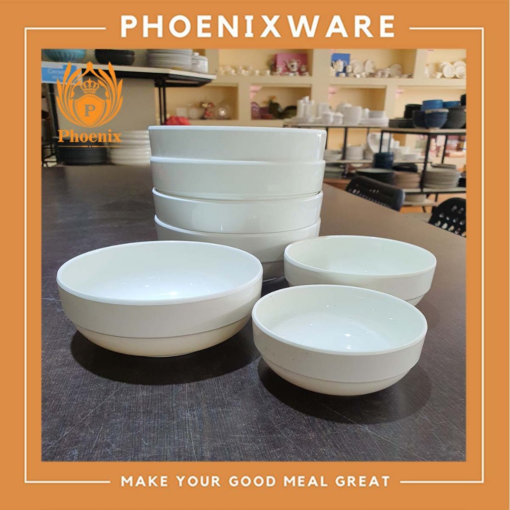 ชามเกาหลี 4.6-5.5-6.4-7.8 นิ้ว เมลามีน ชามกลมขอบตั้ง Phoenix 0405 0406 0407 56785