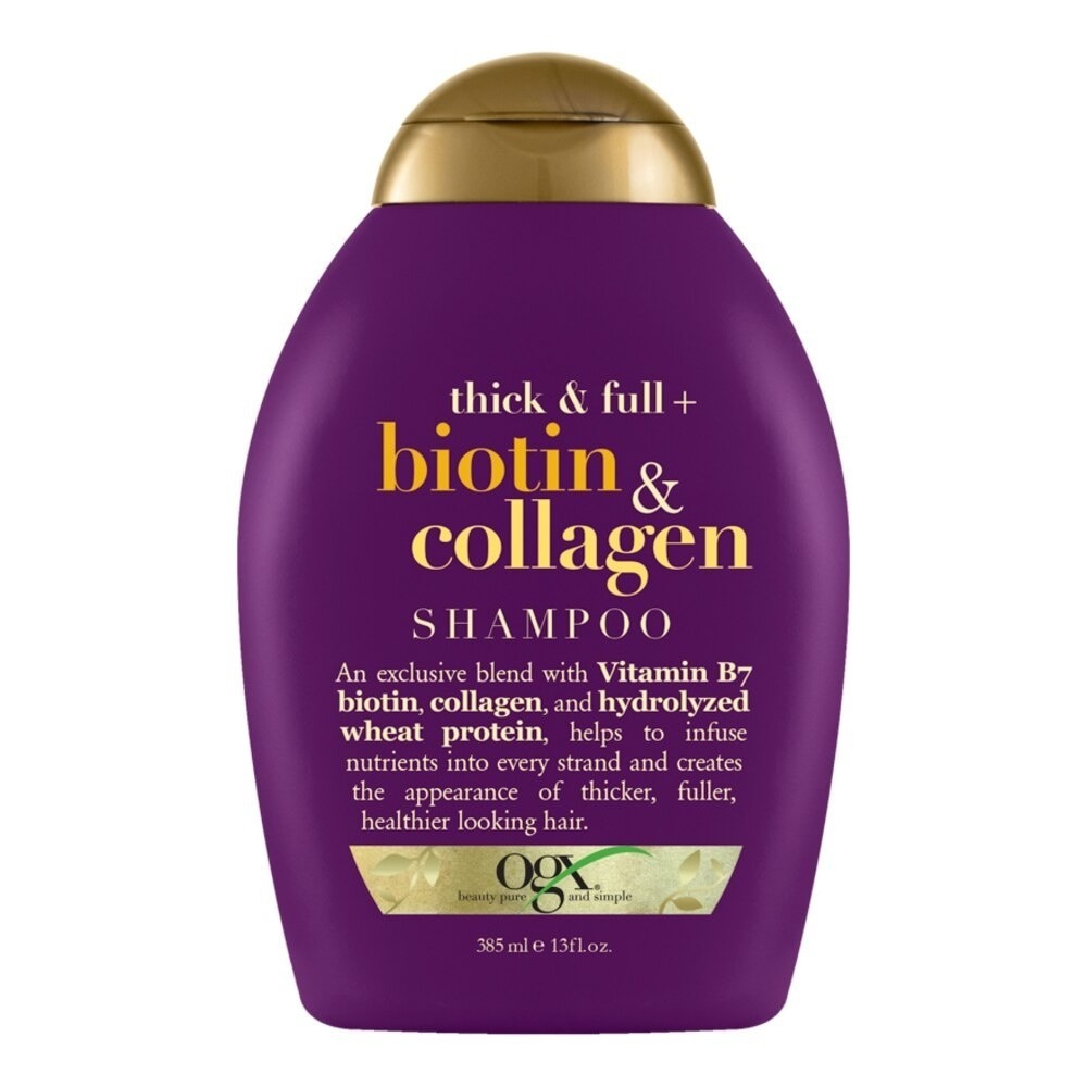 Ogx โอจีเอ็กซ์ ติ๊ก แอนด์ ฟูล + ไบโอติน แอนด์ คอลลาเจน แชมพู shampoo 385mL