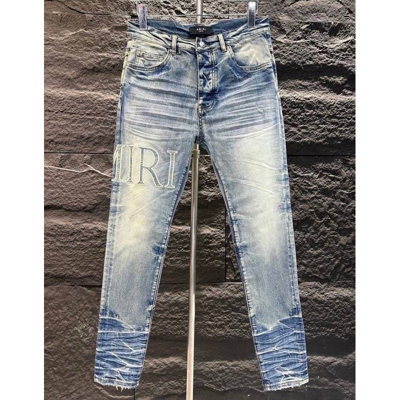 กางเกง Amiri โลโก้ฟ้า