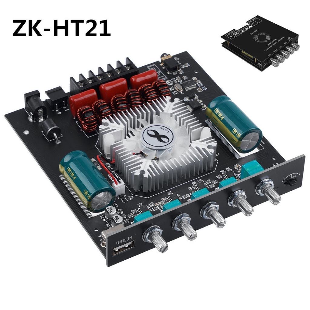 เพาว์เวอร์แอม์ แอมป์จิ๋วบูทูธ Class D ZK-TB21 Bluetooth 5.0เครื่องขยายเสียง Board 50WX2 + 100W 2.1 Channel Power เครื่อง